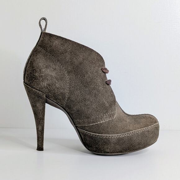Pedro Garcia Brown Suede Platform Ankle Boots Lace Up Heels 39.5 Fall Boho Chic - Picture 9 of 15